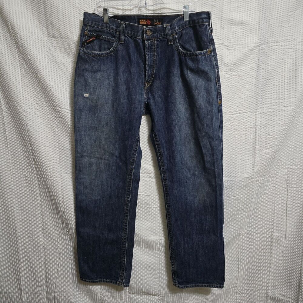 Ariat Work FR M3 Loose Jeans Men's 36x34 CAT 2 Flame Resistant Denim Blue
